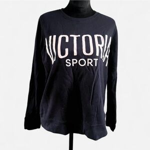 Victoria’s Secret Sport Sweatshirt, Navy Blue Light Lavender Print Med RN54867
